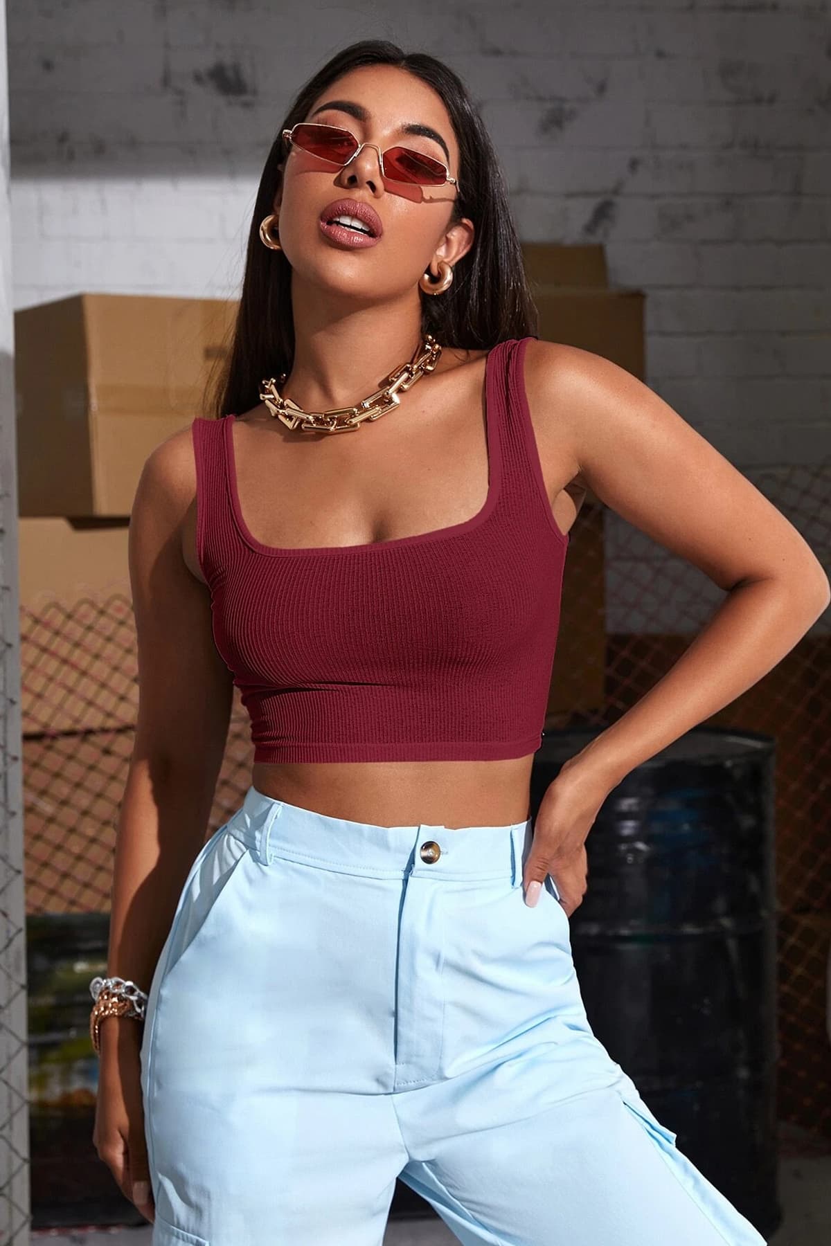 Büstiyer Crop Top - Bordo