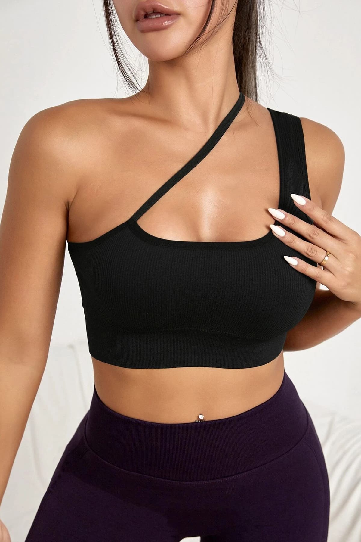 Kadın Siyah Crop Top Büstiyer - Kaşkorse Kumaş
