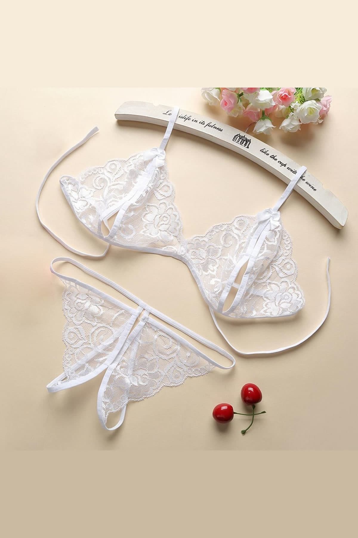 Dantelli Sütyen Külot Takımı - Beyaz