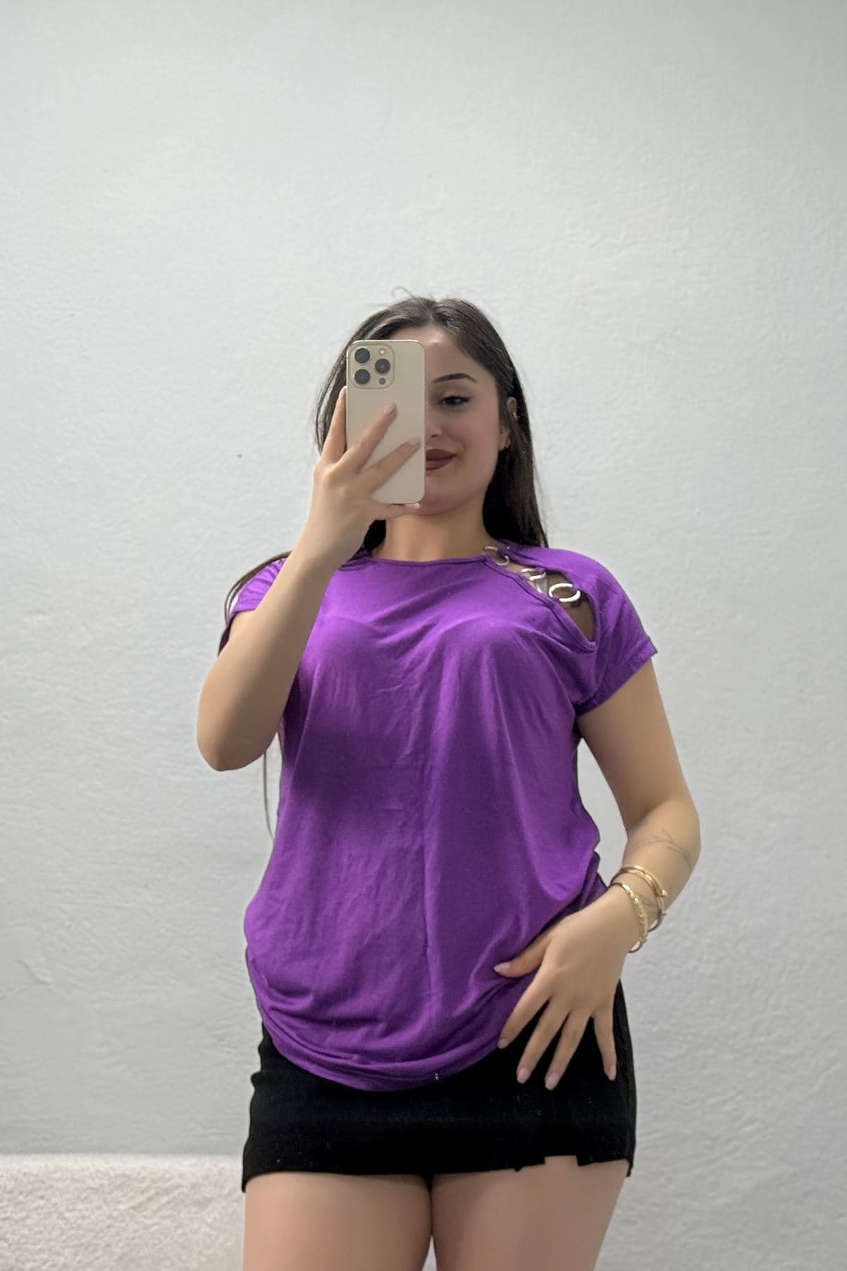 Halka Detaylı Bluz Açıkmor - 43989.599.