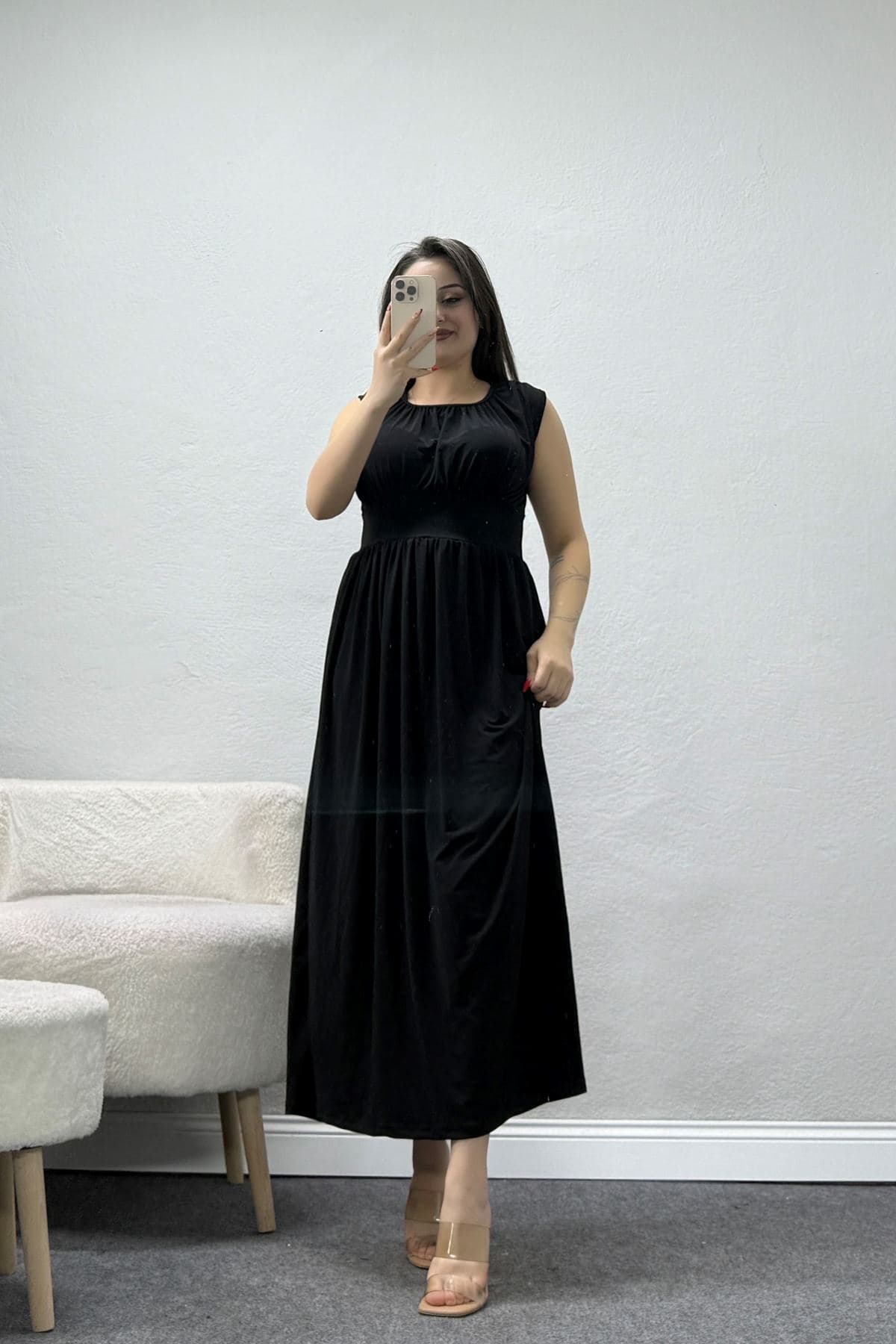 Drapeli Belden Oturtmalı Sandy Elbise Siyah - 71749.2023.