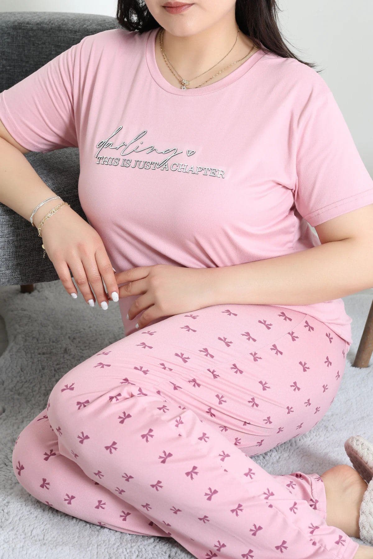 Büyük Beden Milan Pijama Takımı Tozpembe - 53611.1048.