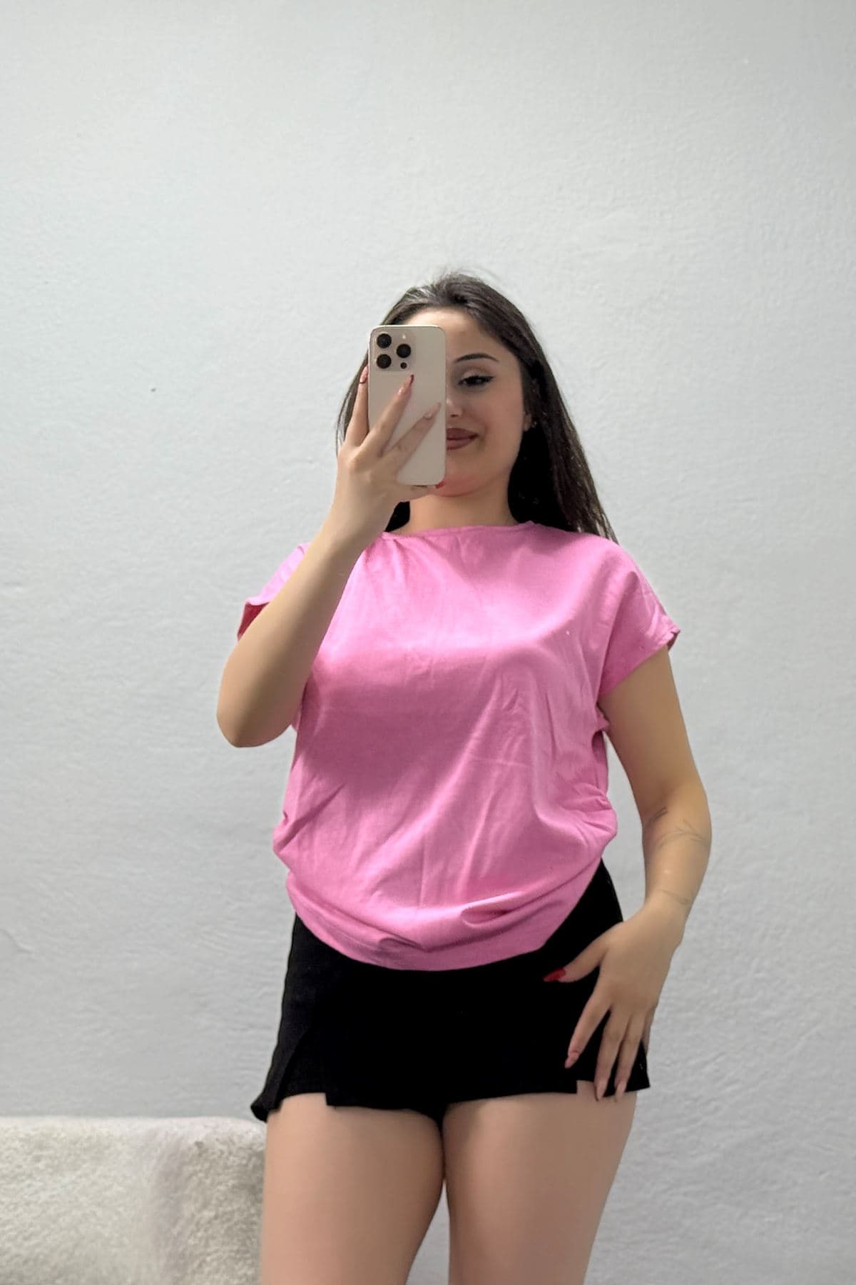 Yan Büzgülü Modal Bluz Pembe - 4259.1247.