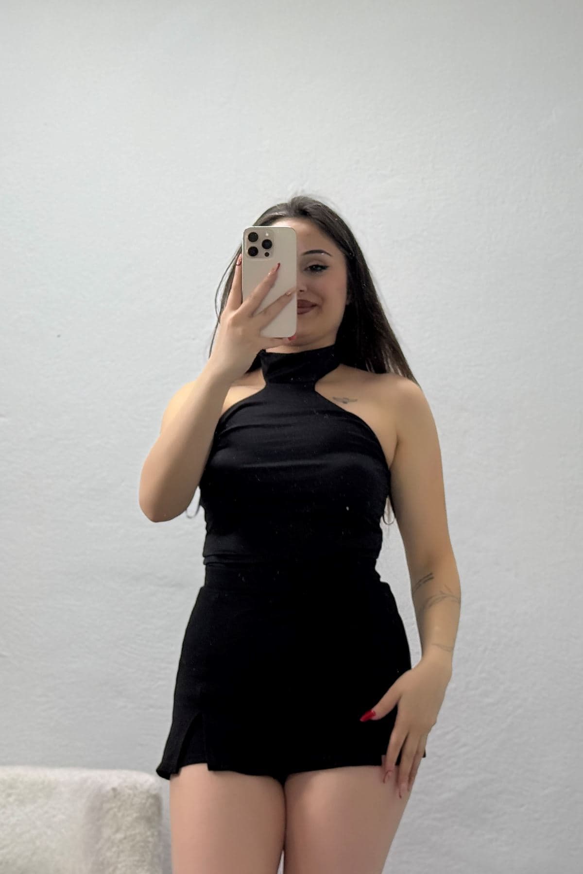 Halter Yaka Mikro Kumaş Body Siyah - 22131.200.
