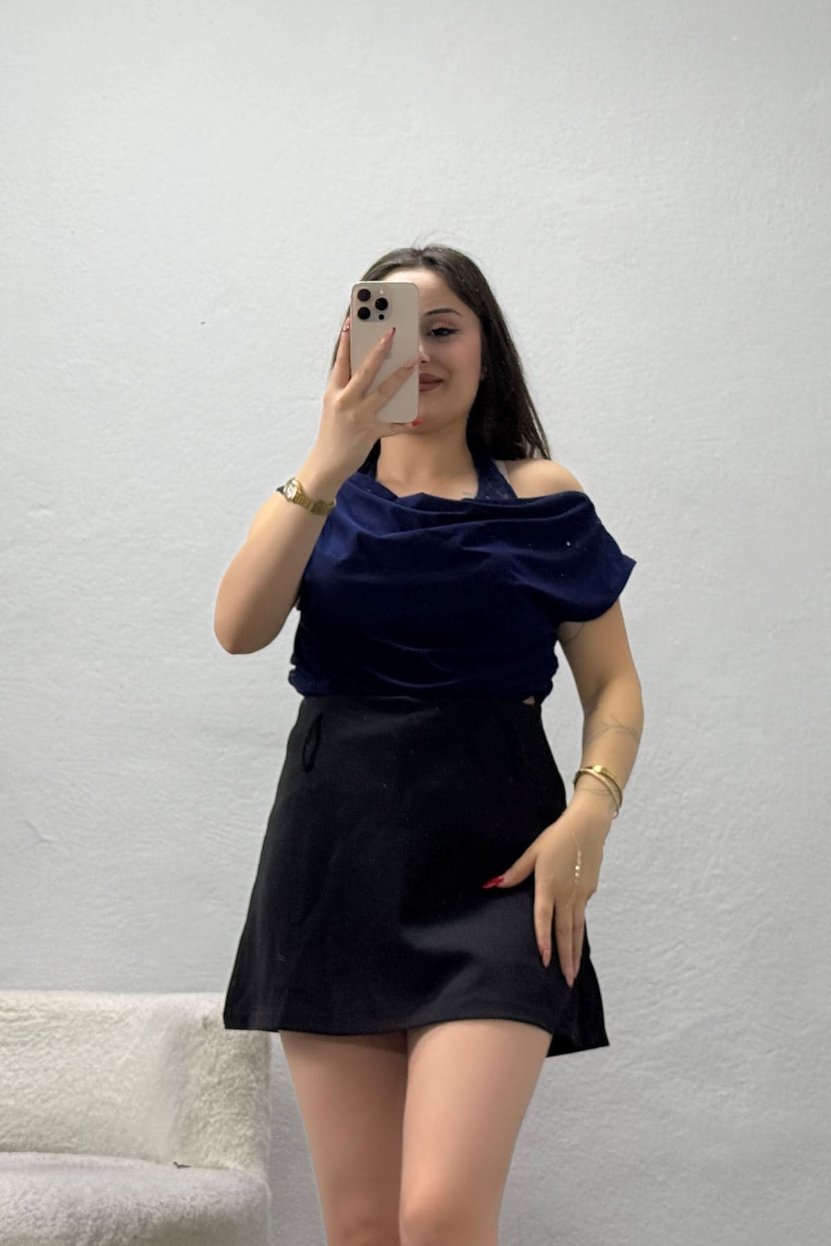 Dantel Detaylı Sandy Bluz Lacivert - 75111.2201.