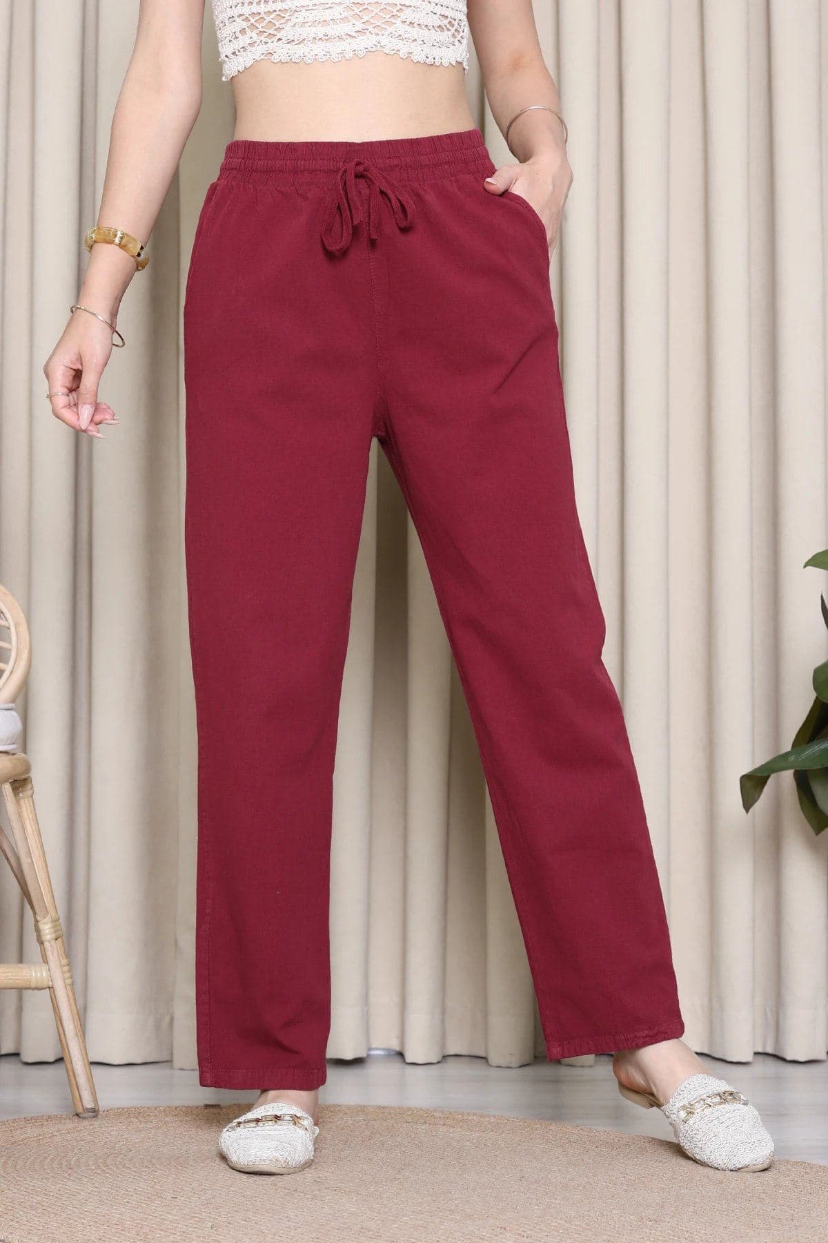 Ham Bez Pamuklu Pantolon Bordo - 75074.2200.