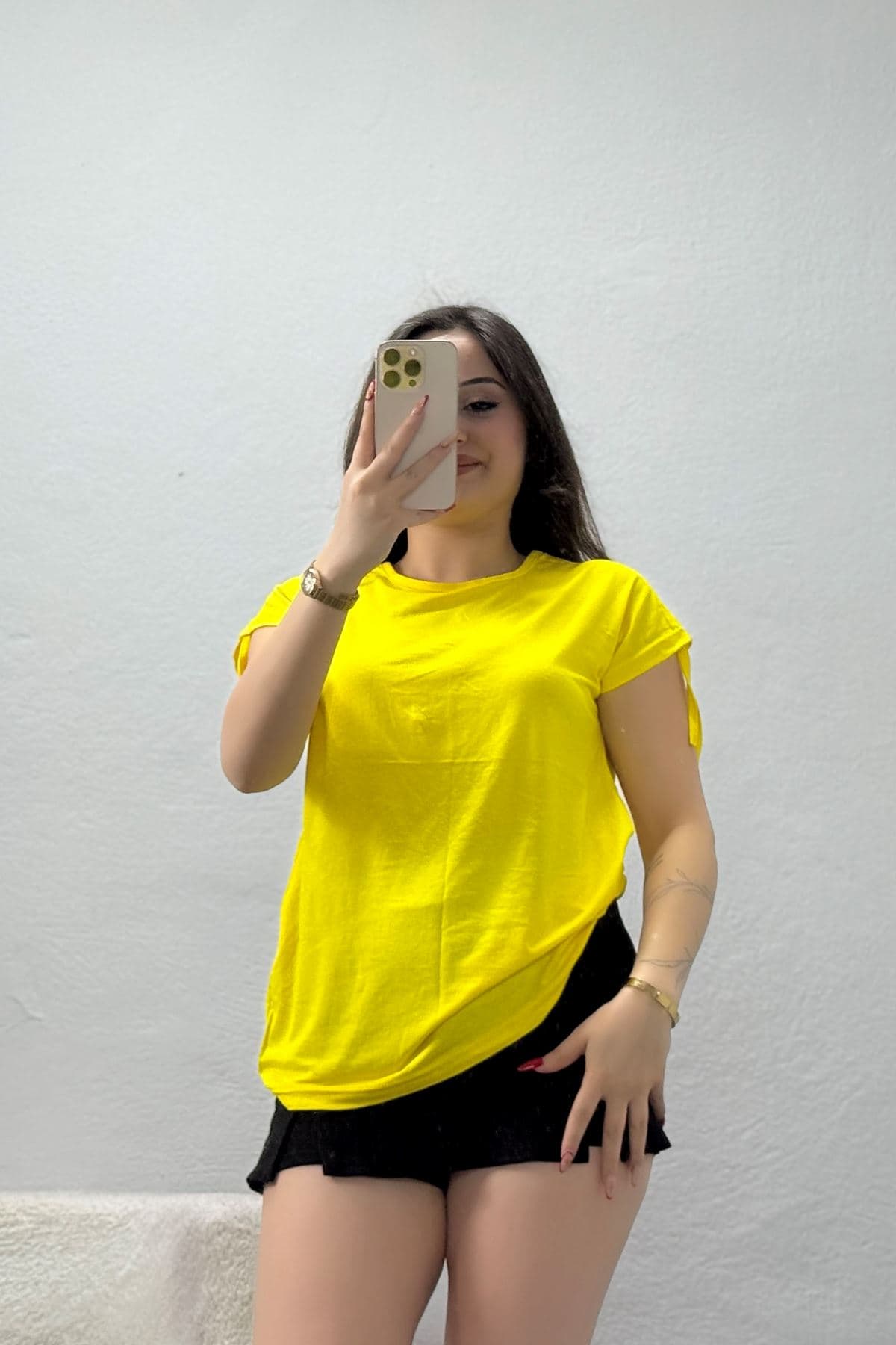 Bağcık Detaylı Bluz Sarı - 20921.599.