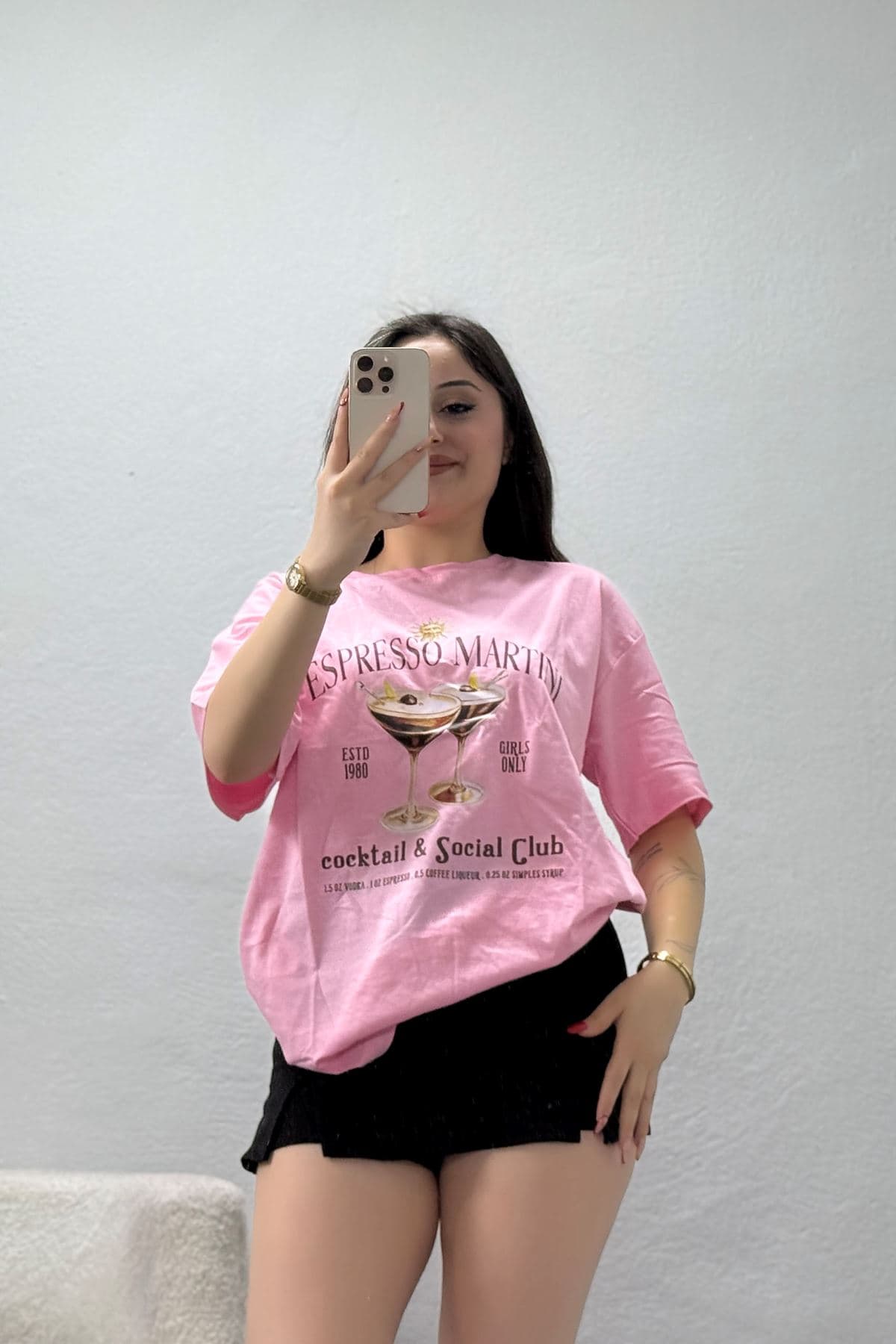 Suprem Baskılı Oversize Tişört Pembe - 31889.1878.