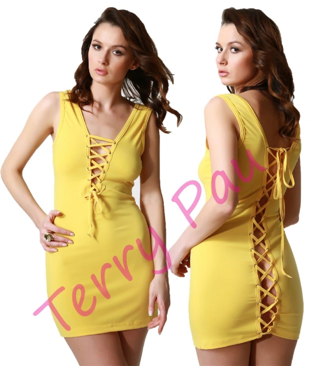 B101192 Arkası Açık Fantezi Mini Elbise