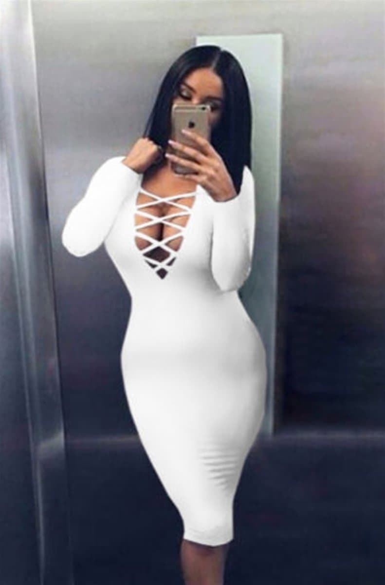 B101232 Uzun Kollu Elbise