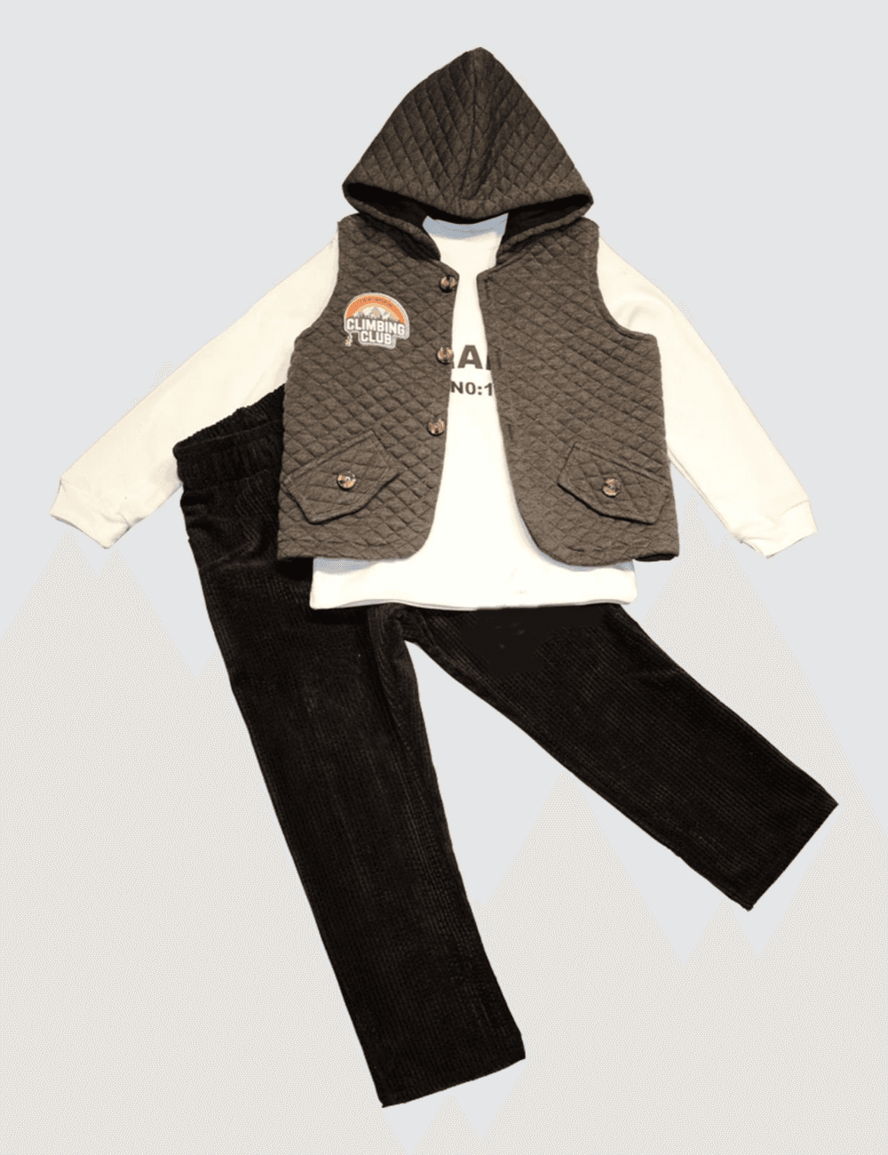 Kapitone Yelek ve Fitilli Pantolon Takımı Erkek Çocuk Kombinleri